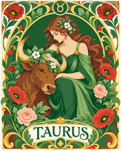 Laden Sie das Bild in den Galerie-Viewer, Malen nach Zahlen Figured'Art – Jugendstil Tierkreiszeichen Stier