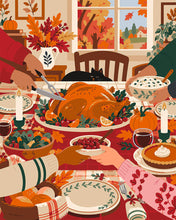 Laden Sie das Bild in den Galerie-Viewer, Malen nach Zahlen Figured'Art – Versammelt zum Thanksgiving-Essen