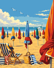 Laden Sie das Bild in den Galerie-Viewer, Malen nach Zahlen Figured'Art – Strand von Deauville, Normandie