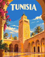 Laden Sie das Bild in den Galerie-Viewer, Malen nach Zahlen Figured'Art – Reiseplakat Tunesien, Zitouna-Moschee