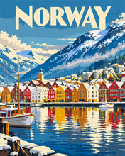 Laden Sie das Bild in den Galerie-Viewer, Malen nach Zahlen Figured'Art – Reiseplakat Bergen, Norwegen