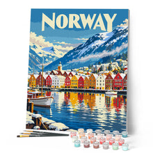 Laden Sie das Bild in den Galerie-Viewer, Reiseplakat Bergen, Norwegen