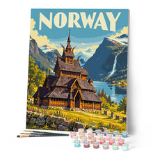 Laden Sie das Bild in den Galerie-Viewer, Reiseplakat Stabkirche Borgund, Norwegen