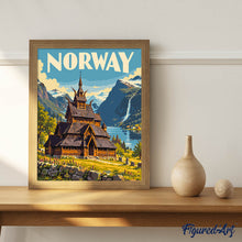 Laden Sie das Bild in den Galerie-Viewer, Reiseplakat Stabkirche Borgund, Norwegen