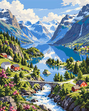 Laden Sie das Bild in den Galerie-Viewer, Malen nach Zahlen Figured'Art – Lovatnet-See in Loen, Norwegen