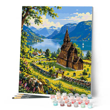 Laden Sie das Bild in den Galerie-Viewer, Norwegischer Fjord und Stabkirche