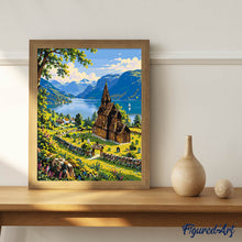 Laden Sie das Bild in den Galerie-Viewer, Norwegischer Fjord und Stabkirche
