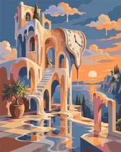 Laden Sie das Bild in den Galerie-Viewer, Malen nach Zahlen Figured'Art – Terrasse mit Surrealer Uhr