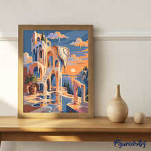 Laden Sie das Bild in den Galerie-Viewer, Terrasse mit Surrealer Uhr