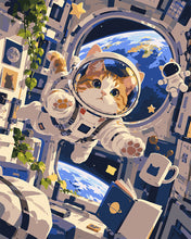 Laden Sie das Bild in den Galerie-Viewer, Malen nach Zahlen Figured'Art – Abenteuer der Astronautenkatze