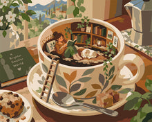 Laden Sie das Bild in den Galerie-Viewer, Malen nach Zahlen Figured'Art – Kleine Welt in einer Kaffeetasse