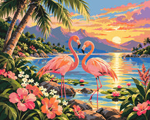 Laden Sie das Bild in den Galerie-Viewer, Malen nach Zahlen Figured'Art – Flamingo-Sonnenuntergang
