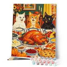 Laden Sie das Bild in den Galerie-Viewer, Thanksgiving-Katzen beim Dinner