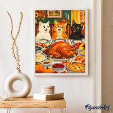 Laden Sie das Bild in den Galerie-Viewer, Thanksgiving-Katzen beim Dinner