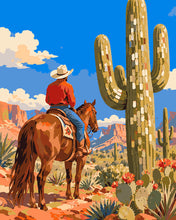 Laden Sie das Bild in den Galerie-Viewer, Malen nach Zahlen Figured'Art – Cowboy mit Blick auf die Painted Desert