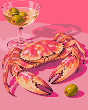 Laden Sie das Bild in den Galerie-Viewer, Malen nach Zahlen Figured'Art – Rosa Krabbe mit Martini