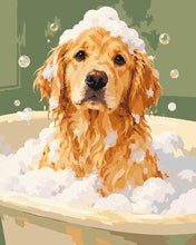 Laden Sie das Bild in den Galerie-Viewer, Malen nach Zahlen Figured'Art – Schaumbad für den Golden Retriever