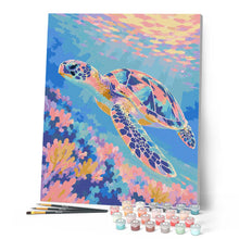 Laden Sie das Bild in den Galerie-Viewer, Kaleidoskopische Schildkröte unter pastellfarbenem Wasser
