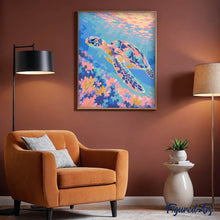 Laden Sie das Bild in den Galerie-Viewer, Kaleidoskopische Schildkröte unter pastellfarbenem Wasser