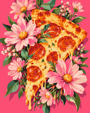 Laden Sie das Bild in den Galerie-Viewer, Malen nach Zahlen Figured'Art – Pizzastück mit rosa Blumen