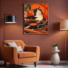 Laden Sie das Bild in den Galerie-Viewer, Retro-Katze groovt zu Vinyl