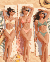 Laden Sie das Bild in den Galerie-Viewer, Malen nach Zahlen Figured'Art – Trio am sonnigen Strand
