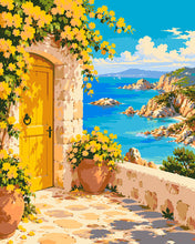 Laden Sie das Bild in den Galerie-Viewer, Malen nach Zahlen Figured'Art – Mediterrane Terrasse am Meer
