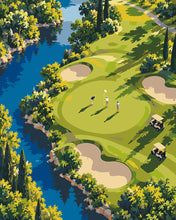 Laden Sie das Bild in den Galerie-Viewer, Malen nach Zahlen Figured'Art – Golfplatz am Flussufer