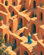 Laden Sie das Bild in den Galerie-Viewer, Malen nach Zahlen Figured'Art – Surreales Terrakotta-Labyrinth
