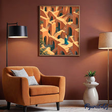 Laden Sie das Bild in den Galerie-Viewer, Surreales Terrakotta-Labyrinth