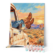 Laden Sie das Bild in den Galerie-Viewer, Roadtrip durch die Wüste bei Sonnenuntergang