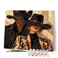Laden Sie das Bild in den Galerie-Viewer, Cowboy-Paar mit schwarzen Hüten