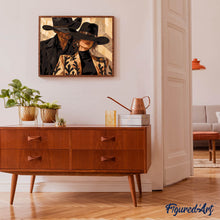 Laden Sie das Bild in den Galerie-Viewer, Cowboy-Paar mit schwarzen Hüten