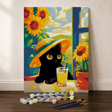 Laden Sie das Bild in den Galerie-Viewer, Geschenkset Malen nach Zahlen - Schwarze Sommerkatze