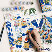 Laden Sie das Bild in den Galerie-Viewer, Geschenkset Malen nach Zahlen - Santorini-Auszeit