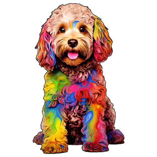 2D Holzpuzzle – Bunter Goldendoodle