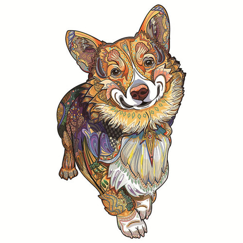2D Holzpuzzle – Glücklicher Corgi