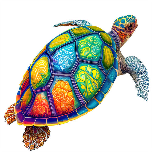 2D Holzpuzzle – Festliche Schildkröte