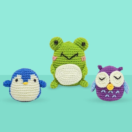 Amigurumi Häkelset - Eule, Pinguin und Frosch Figured'Art