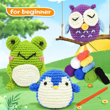 Laden Sie das Bild in den Galerie-Viewer, Amigurumi Häkelset - Eule, Pinguin und Frosch