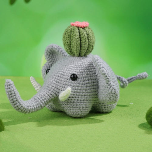 Amigurumi Häkelset - Elefant mit Kaktus Figured'Art