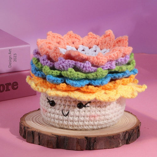 Amigurumi Häkelset - Regenbogen-Sukkulente Figured'Art