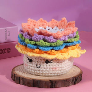 Amigurumi Häkelset - Regenbogen-Sukkulente Figured'Art