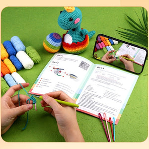 Amigurumi Häkelset - Dino-König mit Regenbogenei