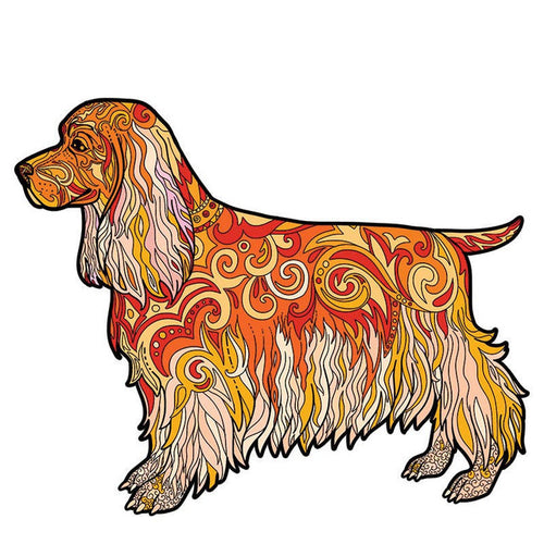 2D Holzpuzzle – Langhaariger Hund
