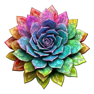 Holzpuzzle Erwachsene - Regenbogen-Sukkulente