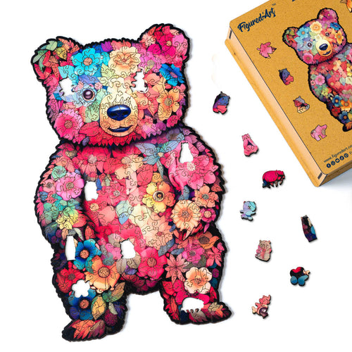 Holzpuzzle Erwachsene - Blumen-Teddybär