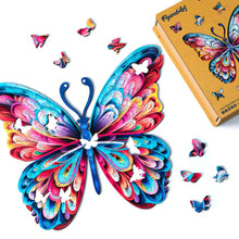 Laden Sie das Bild in den Galerie-Viewer, Holzpuzzle Erwachsene - Schöner Regenbogen-Schmetterling
