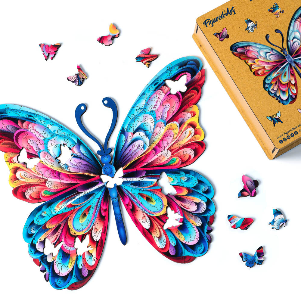 Holzpuzzle Erwachsene - Schöner Regenbogen-Schmetterling