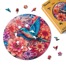 Laden Sie das Bild in den Galerie-Viewer, Holzpuzzle Erwachsene - Kolibri und blühende Blumen